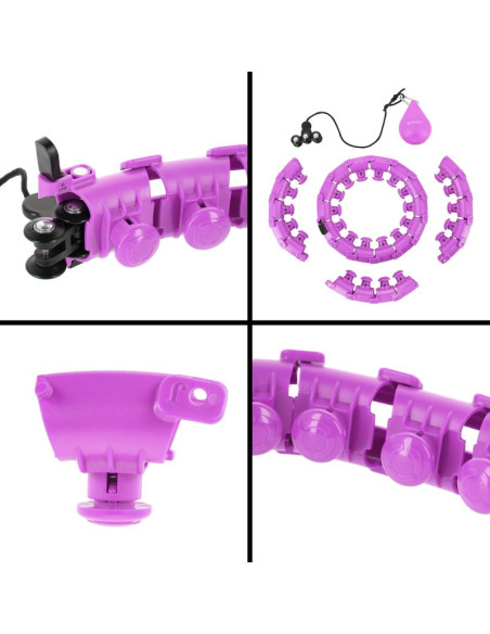 Zestaw hula hop hhw12 violet z wypustkami i obciążnikiem hms + pas br163 black plus size