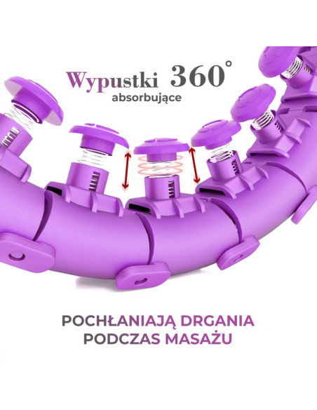 Zestaw hula hop hhw12 violet z wypustkami i obciążnikiem hms + pas br163 black plus size