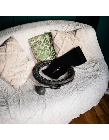 Zestaw hula hop hhw12 black z wypustkami i obciążnikiem hms + pas br163 black plus size