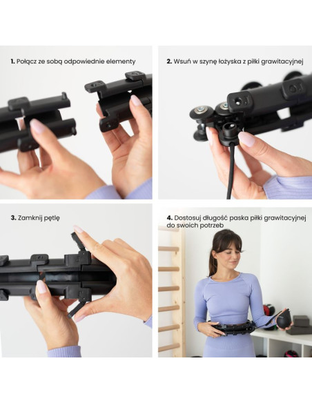 Zestaw hula hop hhw12 black z wypustkami i obciążnikiem hms + pas br163 black plus size