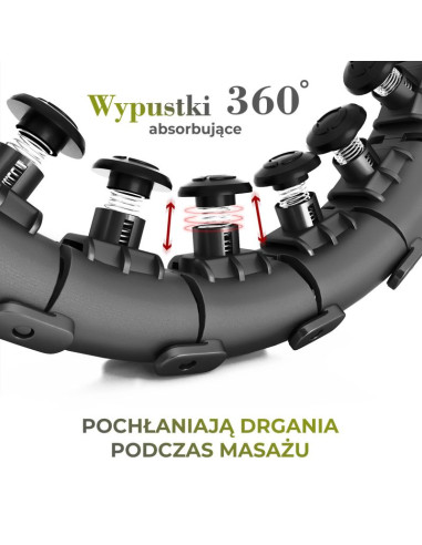 Zestaw hula hop hhw12 black z wypustkami i obciążnikiem hms + pas br163 black plus size