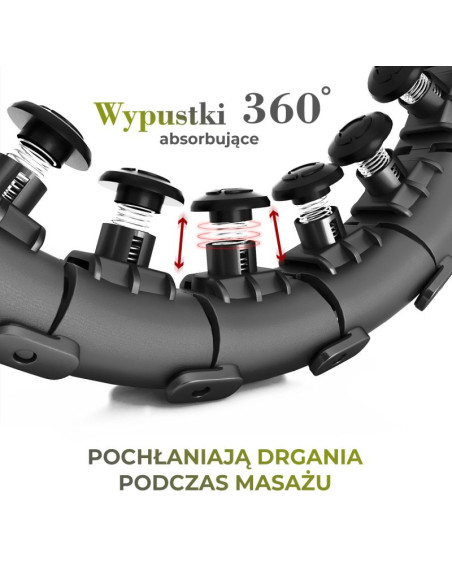 Zestaw hula hop hhw12 black z wypustkami i obciążnikiem hms + pas br163 black plus size