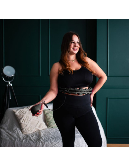 Zestaw hula hop hhw12 black z wypustkami i obciążnikiem hms + pas br163 black plus size
