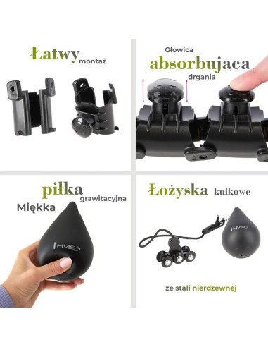 Zestaw hula hop hhw12 black z wypustkami i obciążnikiem hms + pas br163 black plus size