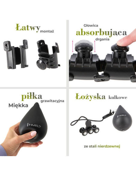 Zestaw hula hop hhw12 black z wypustkami i obciążnikiem hms + pas br163 black plus size