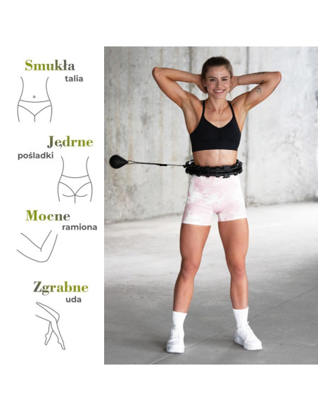 Zestaw hula hop hhw12 black z wypustkami i obciążnikiem hms + pas br163 black plus size