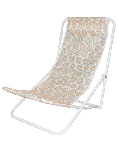 Leżak składany plażowy z zagłówkiem pomarańczowy