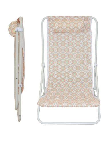 Leżak składany plażowy z zagłówkiem pomarańczowy