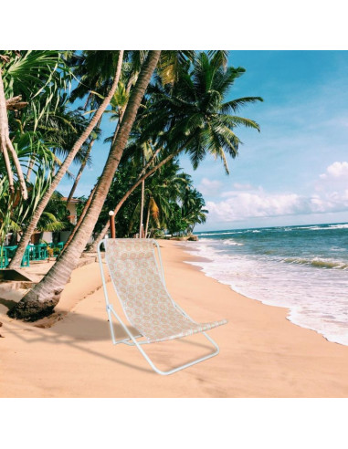 Leżak składany plażowy z zagłówkiem pomarańczowy