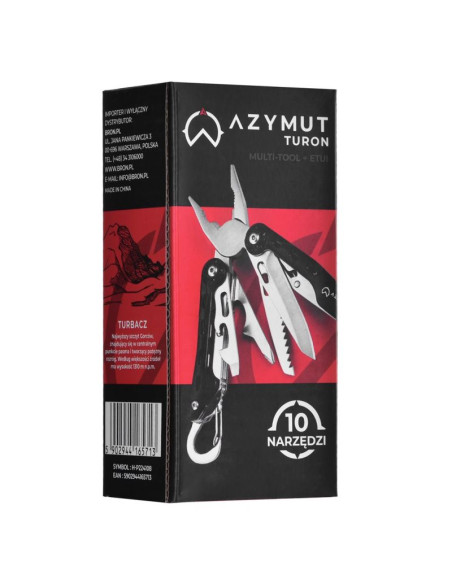 Multitool azymut turon - 10 narzędzi + karabińczyk +kabura do pasa (h-p224108)