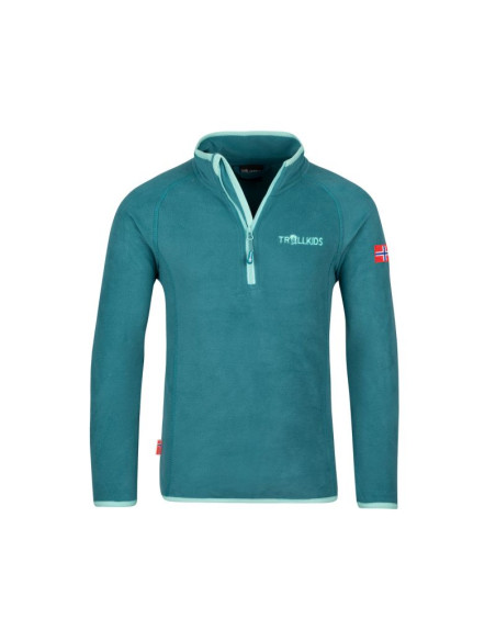 Bluza polarowa dla dziewczynki/chłopca z zamkiem trollkids kids nordland half zip zielona (707-332)