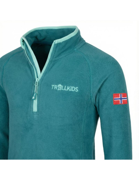 Bluza polarowa dla dziewczynki/chłopca z zamkiem trollkids kids nordland half zip zielona (707-332)