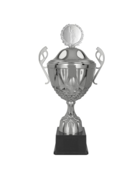 Puchar metalowy srebrny z przykrywką mufas