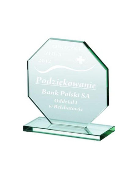Trofeum szklane grawerowane
