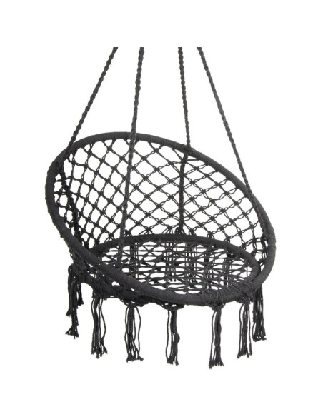 Hamak ażurowy fotel wiszący bocianie gniazdo 80x60cm ciemny szary