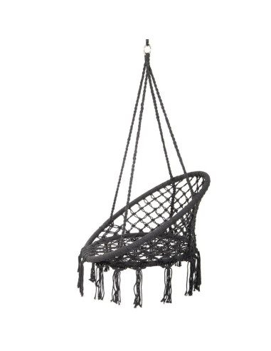 Hamak ażurowy fotel wiszący bocianie gniazdo 80x60cm ciemny szary