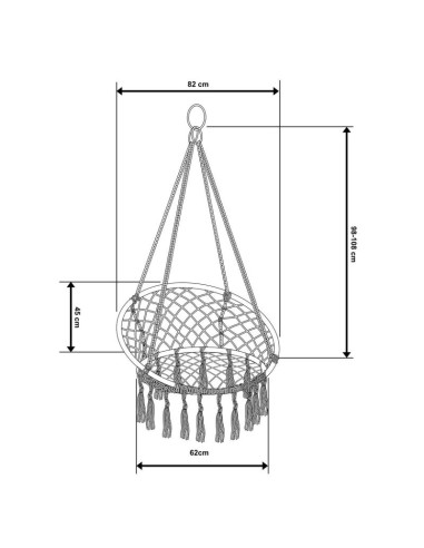 Hamak ażurowy fotel wiszący bocianie gniazdo 80x60cm ciemny szary