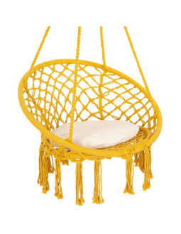 Hamak ażurowy fotel wiszący bocianie gniazdo 80x60cm z poduszką miodowy