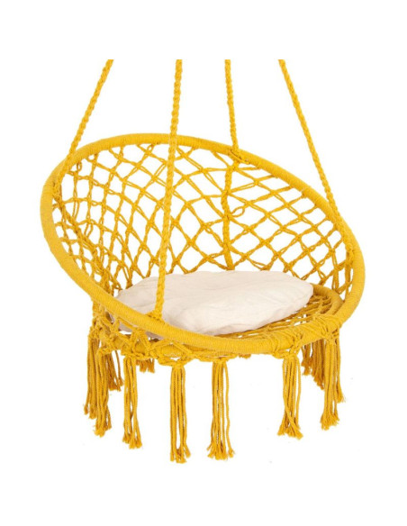 Hamak ażurowy fotel wiszący bocianie gniazdo 80x60cm z poduszką miodowy