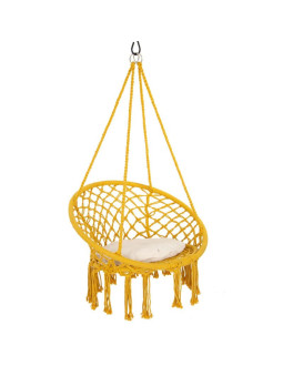 Hamak ażurowy fotel wiszący bocianie gniazdo 80x60cm z poduszką miodowy 2