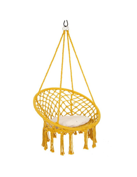 Hamak ażurowy fotel wiszący bocianie gniazdo 80x60cm z poduszką miodowy