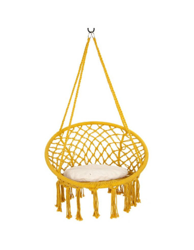 Hamak ażurowy fotel wiszący bocianie gniazdo 80x60cm z poduszką miodowy