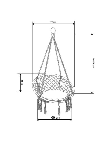 Hamak ażurowy fotel wiszący bocianie gniazdo 80x60cm z poduszką miodowy