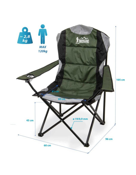 Krzesło turystyczne składane lux 60x60x105cm zielono-czarne