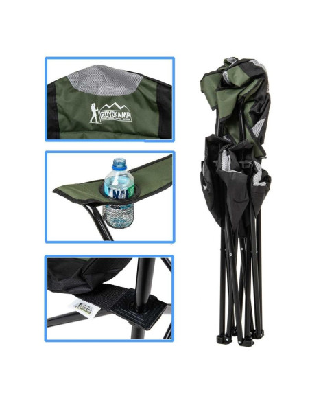 Krzesło turystyczne składane lux 60x60x105cm zielono-czarne