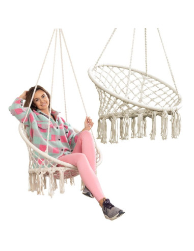 Hamak ażurowy fotel wiszący bocianie gniazdo 80x60cm ecru