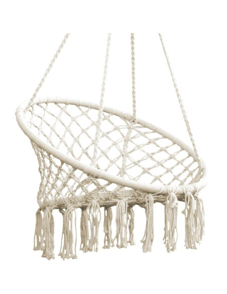 Hamak ażurowy fotel wiszący bocianie gniazdo 80x60cm ecru