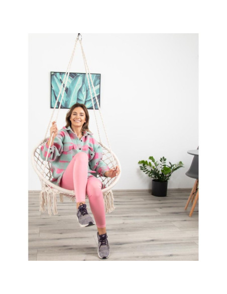 Hamak ażurowy fotel wiszący bocianie gniazdo 80x60cm ecru