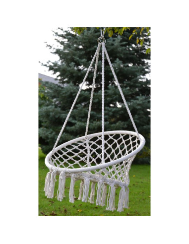 Hamak ażurowy fotel wiszący bocianie gniazdo 80x60cm ecru