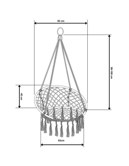 Hamak ażurowy fotel wiszący bocianie gniazdo 80x60cm ecru