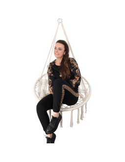Hamak ażurowy fotel wiszący bocianie gniazdo 80x60cm biały new styl