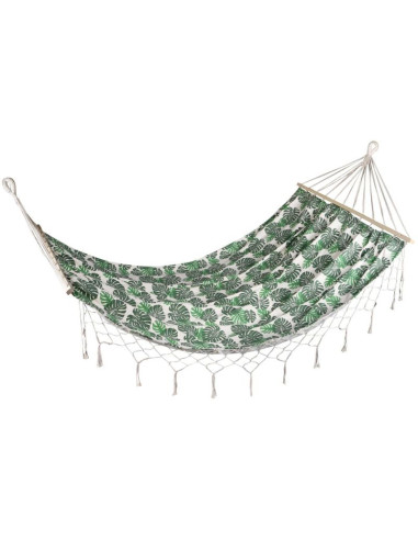 Hamak ogrodowy 2 osobowy 200x150cm z drążkiem i  z frędzlami miami natura jungle