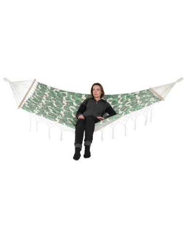 Hamak ogrodowy 2 osobowy 200x150cm z drążkiem i  z frędzlami miami natura jungle