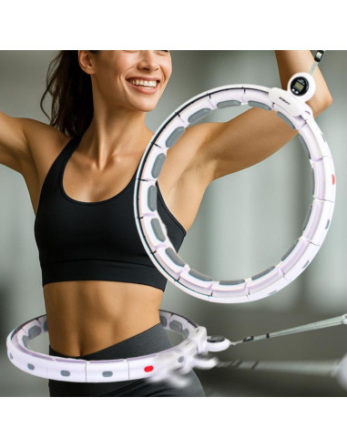 Hula hop z masażerem obciążeniem i licznikiem biało szary enero fit