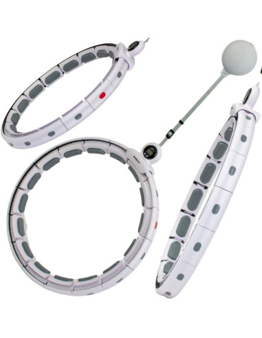 Hula hop z masażerem obciążeniem i licznikiem biało szary enero fit