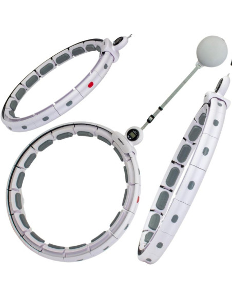 Hula hop z masażerem obciążeniem i licznikiem biało szary enero fit