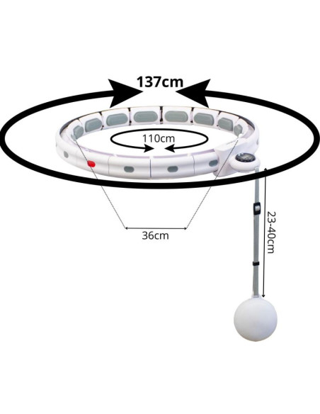 Hula hop z masażerem obciążeniem i licznikiem biało szary enero fit
