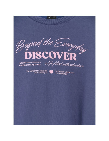 Bluza dresowa oversize nierozpinana bez kaptura dziewczęca 4f 4fjraw25tswsf2428-33s