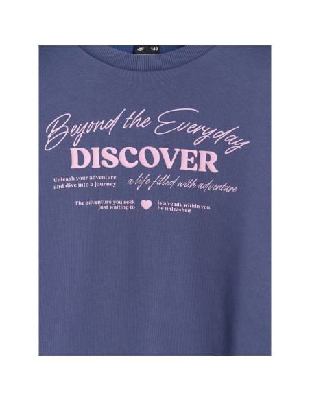 Bluza dresowa oversize nierozpinana bez kaptura dziewczęca 4f 4fjraw25tswsf2428-33s