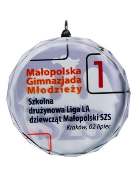 Medal szklany z nadrukiem kolorowym luxorjet i etui