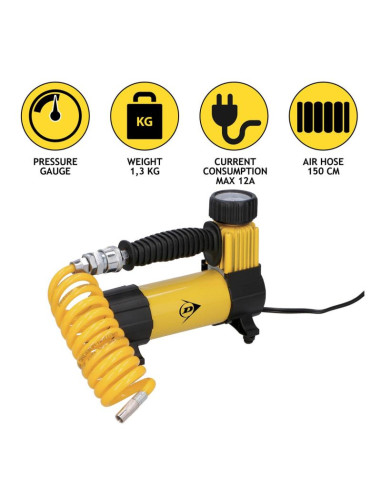 Pompka kompresor turystyczny dunlop 12v dc 100psi