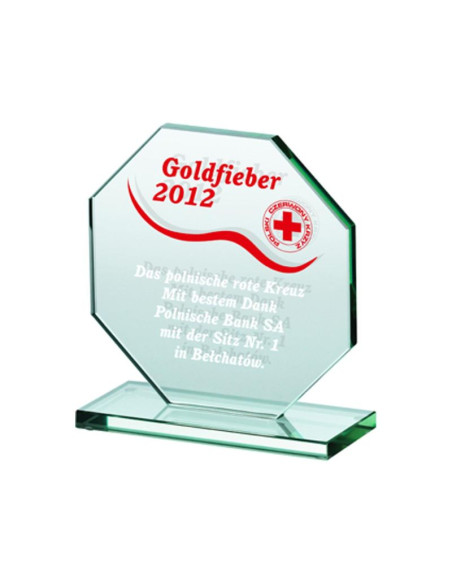 Trofeum szklane grawerowane + wypełnienie farbą