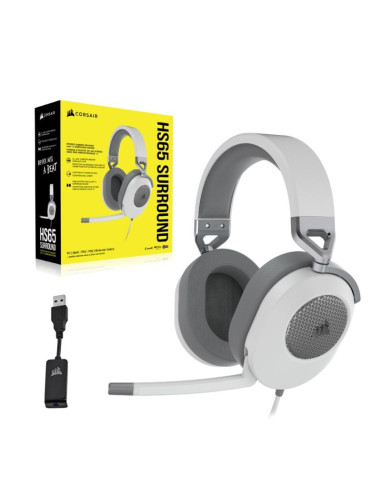 Corsair hs65 surround zestaw słuchawkowy przewodowa ręczny gaming biały
