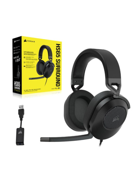 Corsair hs65 surround zestaw słuchawkowy przewodowa ręczny gaming węgiel