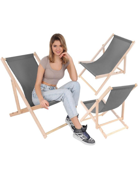 Leżak drewniany classic szary