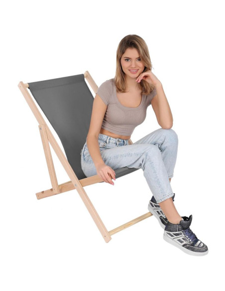 Leżak drewniany classic szary